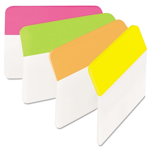 6 Tabs/Color 686A-PLOY Post-it Tabs - New 2 in Angled Solid Assorted Bright Colors 24 Tabs/Pack 4 Colors 