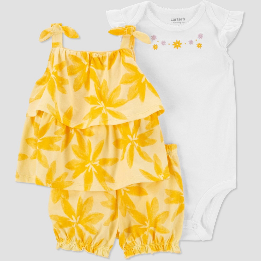 Carter's Just One You® Baby Girls' Daisy Short Sleeve Top & Shorts Set - Yellow 12M & 18m ( 2 outfits)