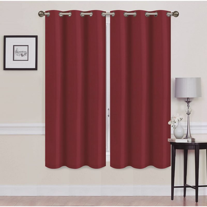 Solid Blackout Thermal Grommet Curtain Panels With Foam Backing (Set of 2), 1 of 4