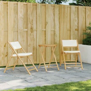 vidaXL Folding Bistro Set 3 pcs with Cushions Bamboo - 1 of 4