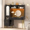 Aheaplus 48'' Vanity Desk with Charging Station and LED Light, Vanity Table with Drawer,  Shelves and Pegboard - 2 of 4