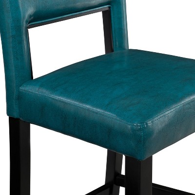 Vega 24" Blue Faux Leather and Wood Counter Stool