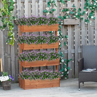 4-Tier Adjustable Wooden Vertical Garden Planter in Orange