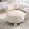Okak Modern Soft Fabric Upholstered Armless Reading Accent Chair,Teddy/Fur Barrel Chair for Vanity Room,Bedroom - 2 of 4