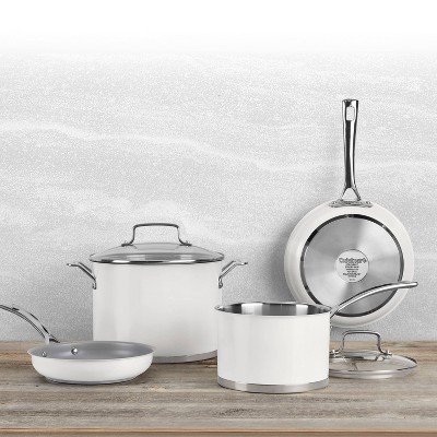 Matte White 11-Piece Stainless Steel Cookware Set