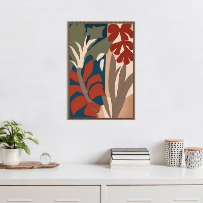 Botanical Abstract Beaded Framed Canvas Wall Art 16 x 23-in