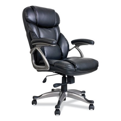 Luxurious High-Back Black Leather Task Chair with Chrome Base