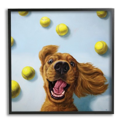 Stupell Industries Happy Smiling Pet Dog with Yellow Tennis Balls