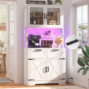 Aheaplus 71" Farmhouse Kitchen Storage shelf with Hutch, Pantry Cabinet with Drawers and Adjustable Shelves - 1 of 4