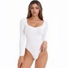 INSPIRE CHIC Women's Bodysuit Long Sleeve Slim Fit V Neck Tummy Control Brief Shapewear - 4 of 4