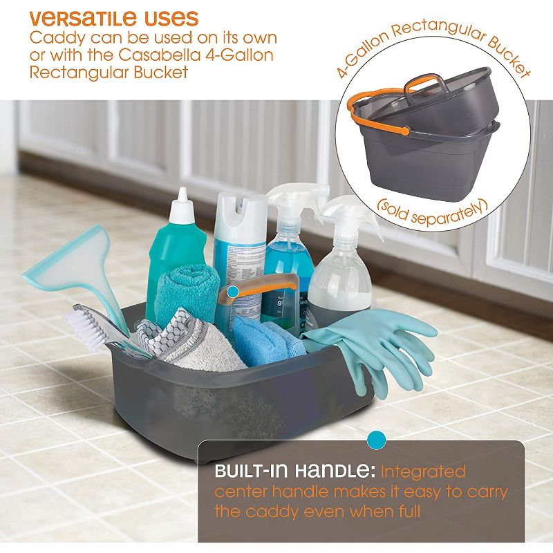 Casabella Plastic Multipurpose Cleaning Storage Caddy with Handle, 1.85 Gallon, Gray and Orange, 4 of 6