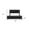 HomeRoots Black Tufted Velvet Upholstered Queen Bed Frame - 3 of 4