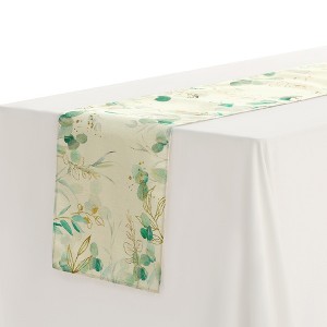 Unique Bargains Green Leaf Farmhouse Burlap Kitchen Table Runner 13x71 Inches 1Pc - 1 of 4