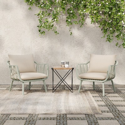 Outdoor Patio Club Arm Chairs Set of 2,Plastic Frame Outdoor Garden Lawn Chair,Modern Open Slat Back Chair with Olefin Cushion-Coolbibila