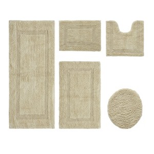 Lux Premium 100% Cotton Tufted Solid Reversible 5 PC Bath Rug Set – Ultra-Soft, Water-Absorbent, Durable, Machine Washable Bathroom Rug - 1 of 4