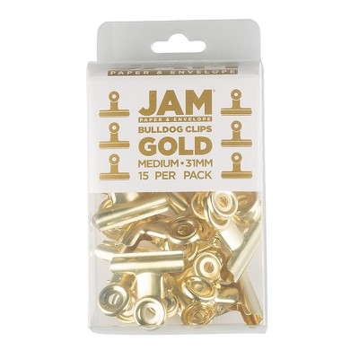 JAM Paper Bulldog Clip Gold 15/Pack 336131262