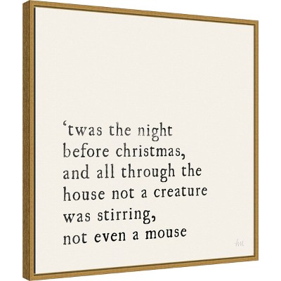 22" x 22" Cream and Gold Framed Christmas Canvas Print