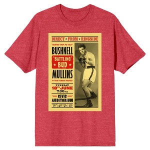 Twin Peaks 1990 Bushnell Battling Bud Mullins Poster Crew Neck Short Sleeve Red Heather Adult T-shirt - 1 of 2