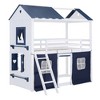 TiramisuBest Full Size Bunk Wood House Bed with Elegant Windows,Sills and Tent,Blue+White - 4 of 4