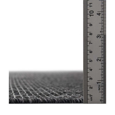 Black Flat Woven Stain-Resistant Outdoor Area Rug 5' x 7'