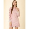 Allegra K Women's Elegant Ruffle Crew Neck Formal Elegant Mini Floral Lace Dress - 2 of 4