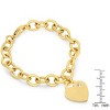Steeltime Ladies stainless steel rolo heart bracelet adorned with swarovski crystals. Color Options: Silver, Gold - 3 of 4