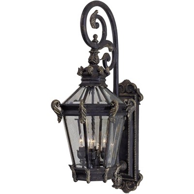 Minka Lavery Rustic Outdoor Wall Light Fixture Heritage Bronze Lantern 13 3/4" Beveled Glass Panels for Post Exterior Porch Patio