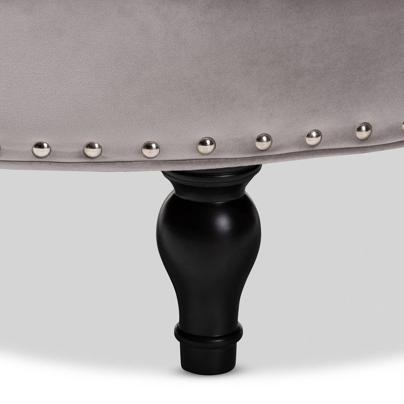Palfrey Velvet Fabric Upholstered Button Tufted Cocktail Ottoman Gray - Baxton Studio, 4 of 8