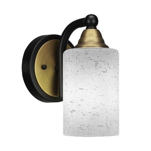 Toltec Lighting Paramount 1 - Light Sconce in  Matte Black/Brass with 4" White Muslin Shade - 1 of 1