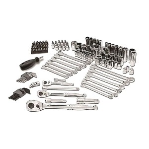 Master Mechanic 152 Piece Mechanics SAE and Metric Socket Tool Kit with 1/4, 3/8, and 1/2 Inch Drive, Assorted Bits, Adapter, Wrenches, and Hex Keys - 1 of 4