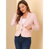 INSPIRE CHIC Women's Notched Collar Long Sleeve Button Front Striped Blazer - 2 of 4