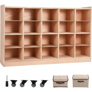 5 Section Closet, 15 Classroom Cubes with Anti-Tip Anchors, Nursery Cube with 4 Wheels, 5 Hooks and 2 Storage Boxes, for Home, School, Kindergarten - 1 of 4