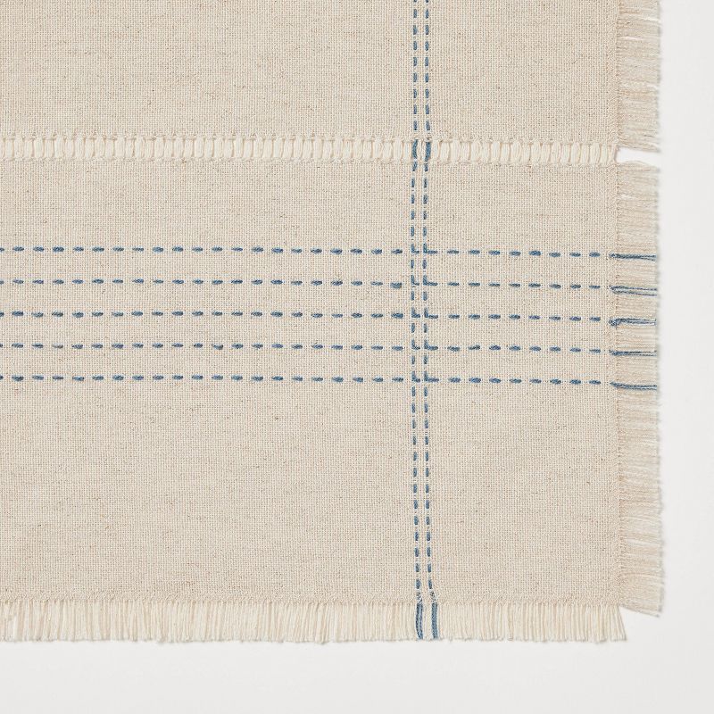 20&#34;x90&#34; Natural Leno Weave Table Runner with Blue Accent - Threshold&#8482; designed with Studio McGee, 4 of 5