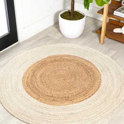 4' Round Oceana Two-tone Boho Jute Circle, Cream/natural - Jonathan Y ...