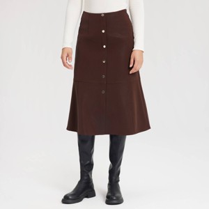 Women's Faux Leather Fit & Flare Midi A-Line Skirt - A New Day™ Black - 1 of 4