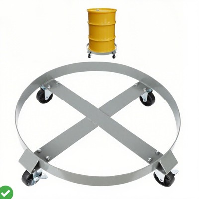 55-Gallon Drum & Garbage Can Dolly Set of 2 - Heavy-Duty Metal Dolly w/ Cross Braces and Caster Wheels