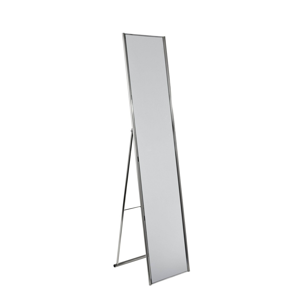 Photos - Wall Mirror Adesso 59" Alice Floor Mirror Silver - : Champagne Steel Frame, Modern Full-Length, No Assembly Required 