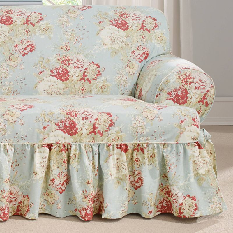 Ballad Bouquet T Cushion Loveseat Slipcover Rob&#39;s Egg - Waverly Home, 2 of 5