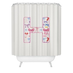 Deny Designs April Lane Art Fancy Bow Monogram Shower Curtain - 1 of 3
