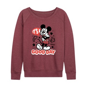 Women's - Disney - Mickey & Friends Lightweight French Terry Wide Neck Long Sleeve Shirt - 1 of 4