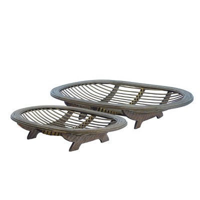 VIP Bamboo 23.03 in. Brown Rattan Basket Set of 2