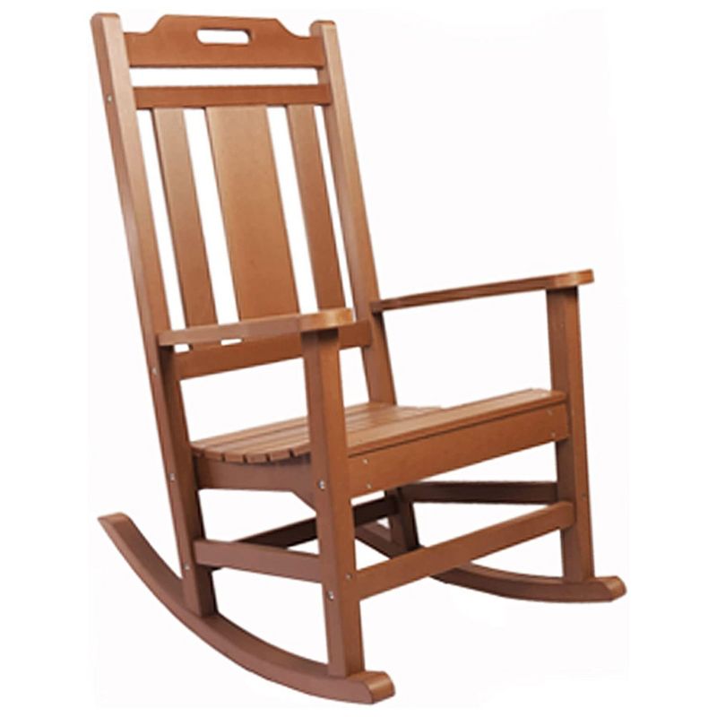 PolyTEAK Porch Rockers Collection Poly Lumber Wood Alternative All Weather Modern Outdoor Rocking Chair for Patios, Porches, and Pool Side, Brown, 1 of 7