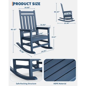 HDPE Rocking Chair with Square Backrest - Four Straight Back Panels, Vertical Support, Durable, Comfortable, Modern - 1 of 4