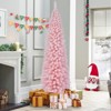 Tangkula 8 FT Christmas Tree Artificial Xmas Tree with 1000 Flocked Branch Tips & Folding Metal Stand Slim Pencil Decoration Tree - 4 of 4
