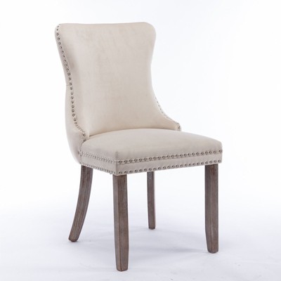 NicBex Modern Dining Chairs Set of 2,Upholstered Wing-Back Kitchen Chair with Backstitching Nailhead Trim and Wood Legs