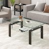 CuisinSmart Glass Coffee Table, Modern Side Coffee Table For Living Room, 2-Tier Tea Table With Tempered Glass Tabletop, Lower Shelf For Living Room - 3 of 4
