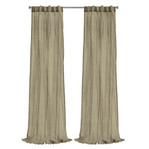 Habitat 100% Polyester Paloma Sheer Broomstick Crushed Solid Dual Header Curtain Panel Khaki - 1 of 4