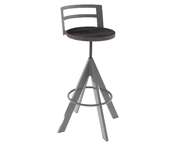 Scroller Adjustable Barstool - Silver/Dark Gray - Amisco