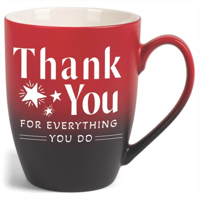 Elanze Designs Thank You Everything You Do Two Toned Ombre Matte Red and Black 12 ounce Ceramic Stoneware Coffee Cup Mug