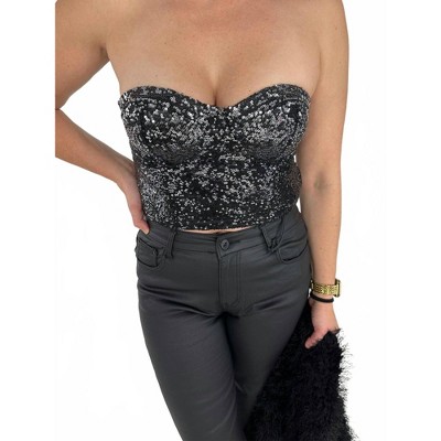 Women's Ombre Sequin Corset Top - Jnna